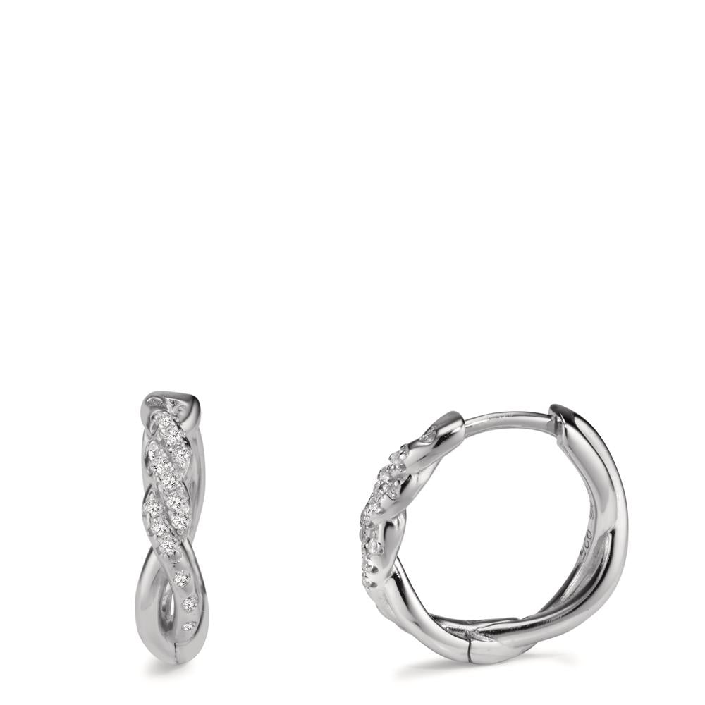 Hinged hoop Silver Zirconia Rhodium plated