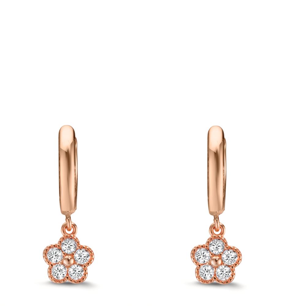 Hinged hoop Silver Zirconia Rose Gold plated Flower