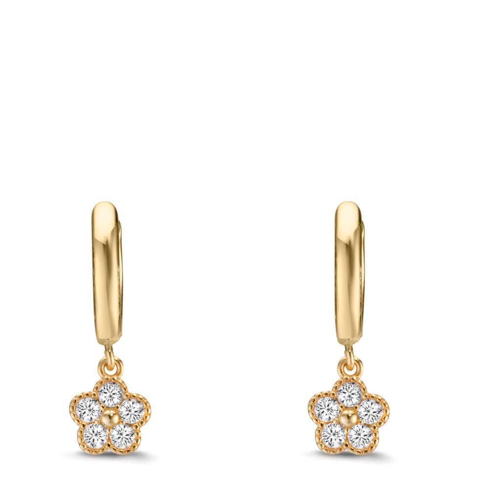 Hinged hoop Silver Zirconia Yellow Gold plated Flower