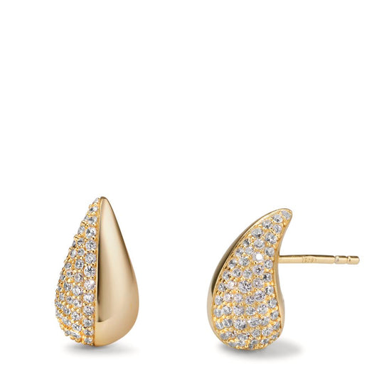 Stud earrings Silver Zirconia Yellow Gold plated