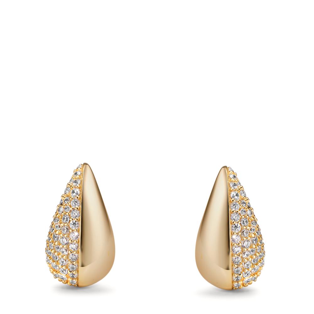 Stud earrings Silver Zirconia Yellow Gold plated