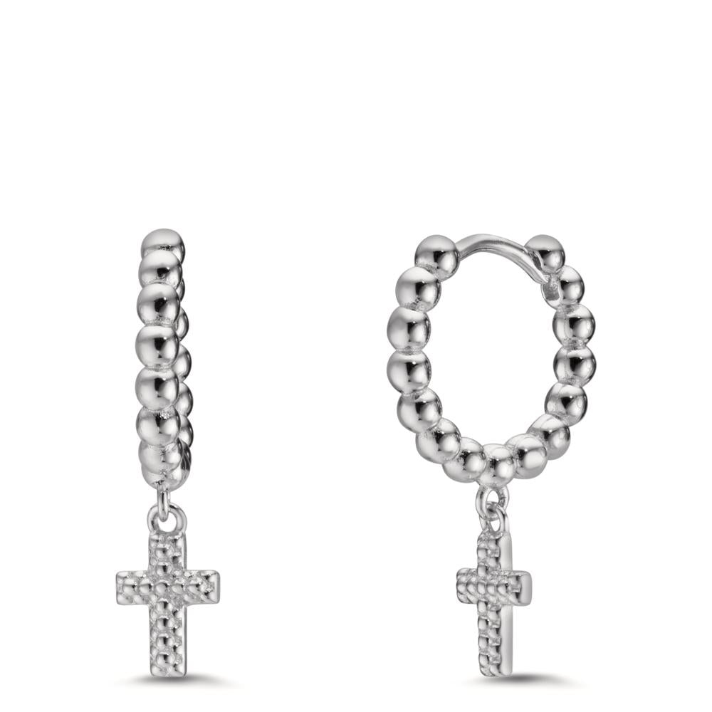 Hinged hoop Silver Rhodium plated Cross