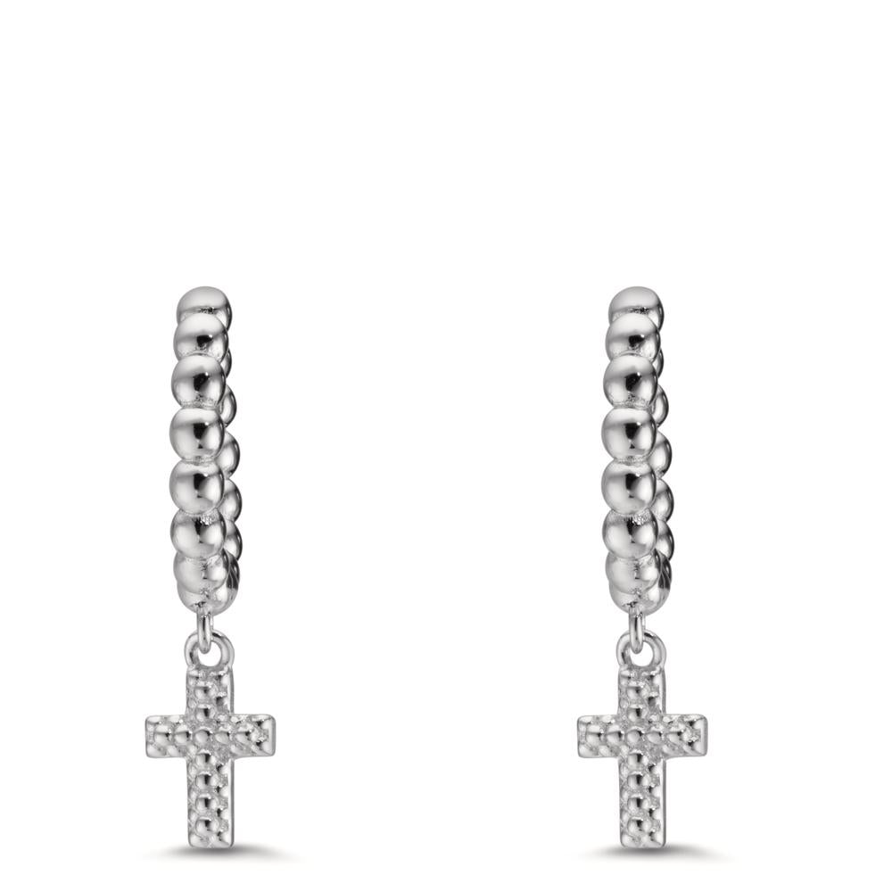 Hinged hoop Silver Rhodium plated Cross