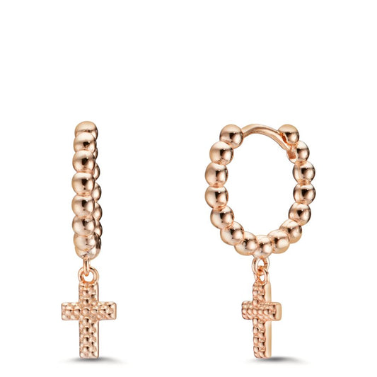 Hinged hoop Silver Rose Gold plated Cross