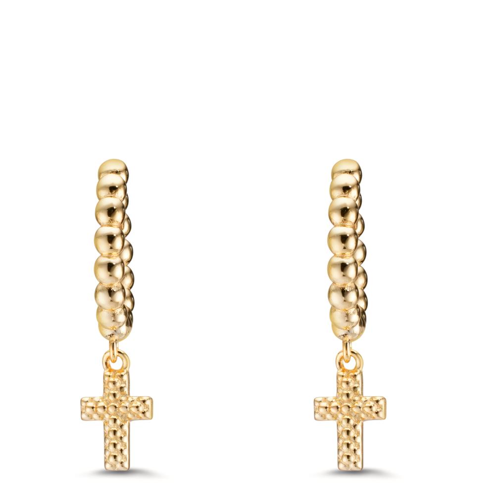 Hinged hoop Silver Yellow Gold plated Cross