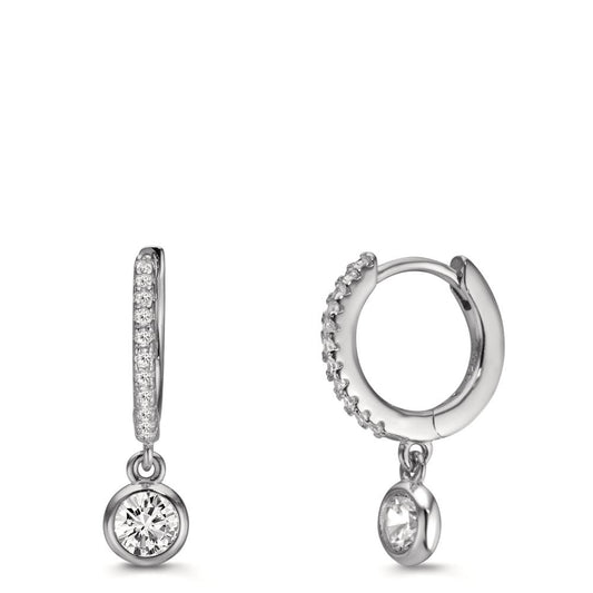 Hinged hoop Silver Zirconia Rhodium plated