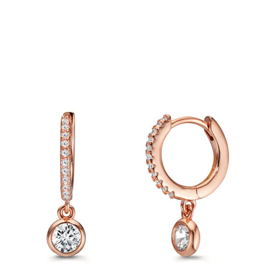 Hinged hoop Silver Zirconia Rose Gold plated