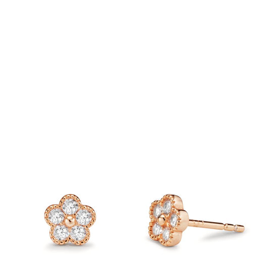 Stud earrings Silver Zirconia 10 Stones Rose Gold plated Flower Ø6 mm