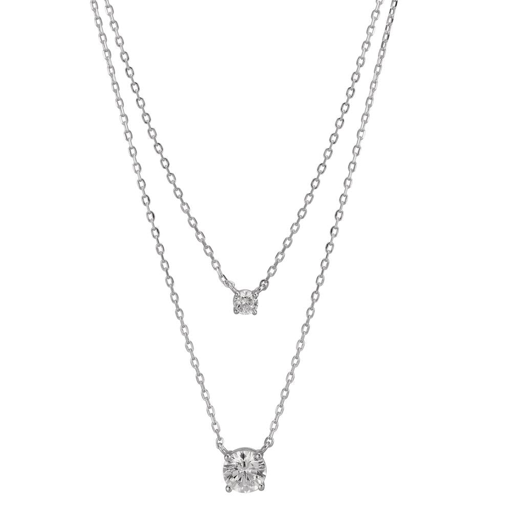 Necklace Silver Zirconia 2 Stones Rhodium plated 40-45 cm