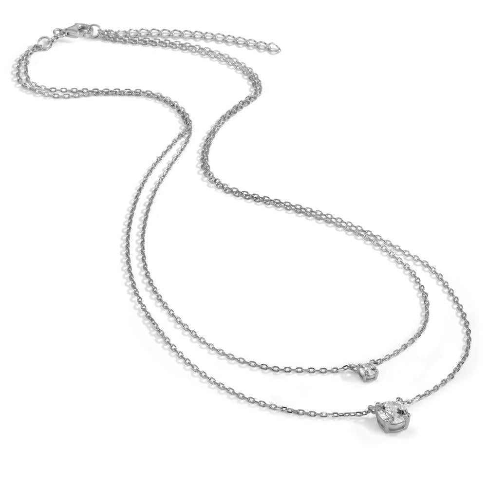 Necklace Silver Zirconia 2 Stones Rhodium plated 40-45 cm