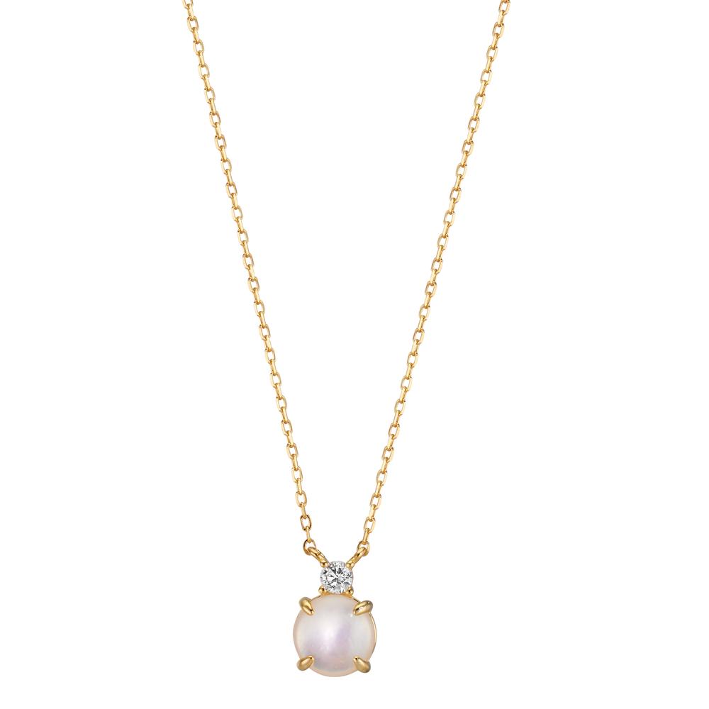 Necklace Silver Zirconia Yellow Gold plated Mother of pearl 40-45 cm