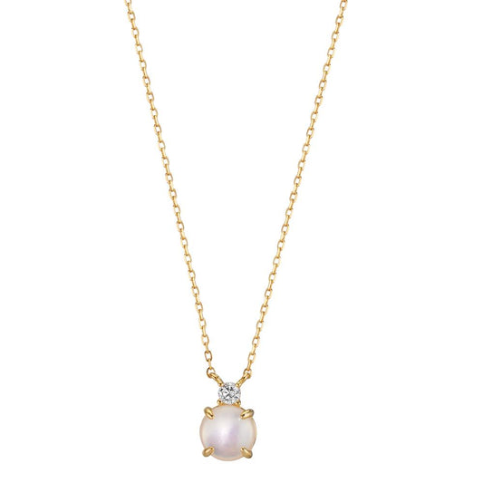 Necklace Silver Zirconia Yellow Gold plated Mother of pearl 40-45 cm