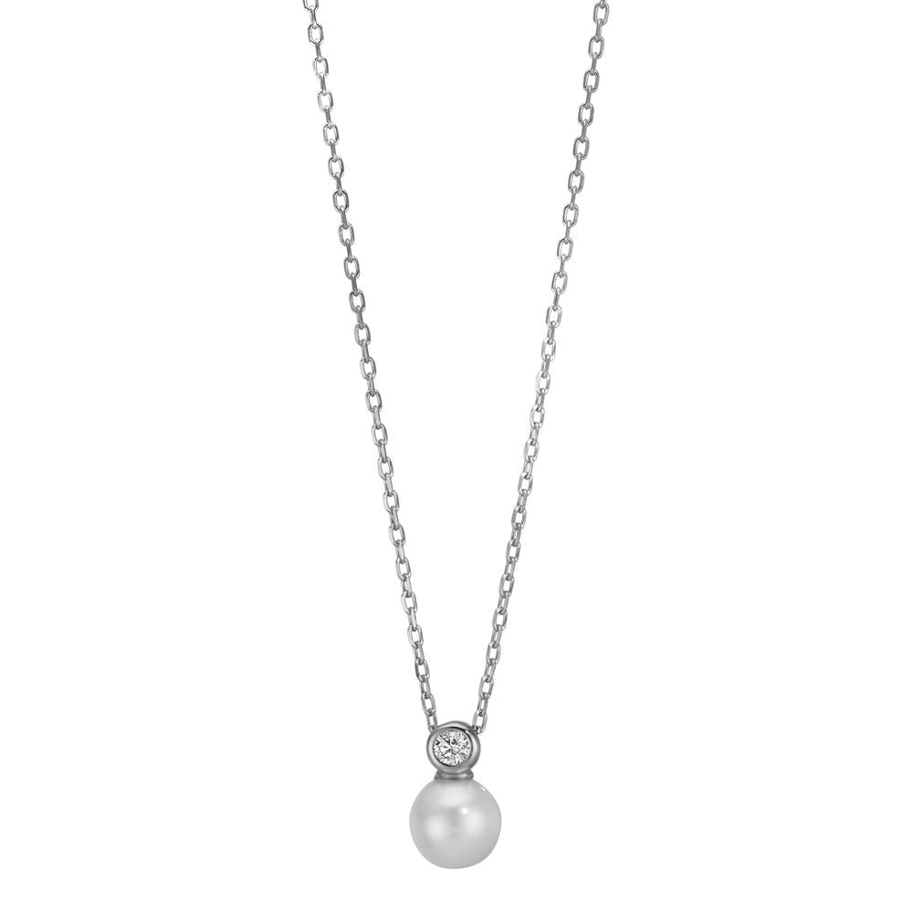 Necklace Silver Zirconia Rhodium plated Shining pearls 40-45 cm