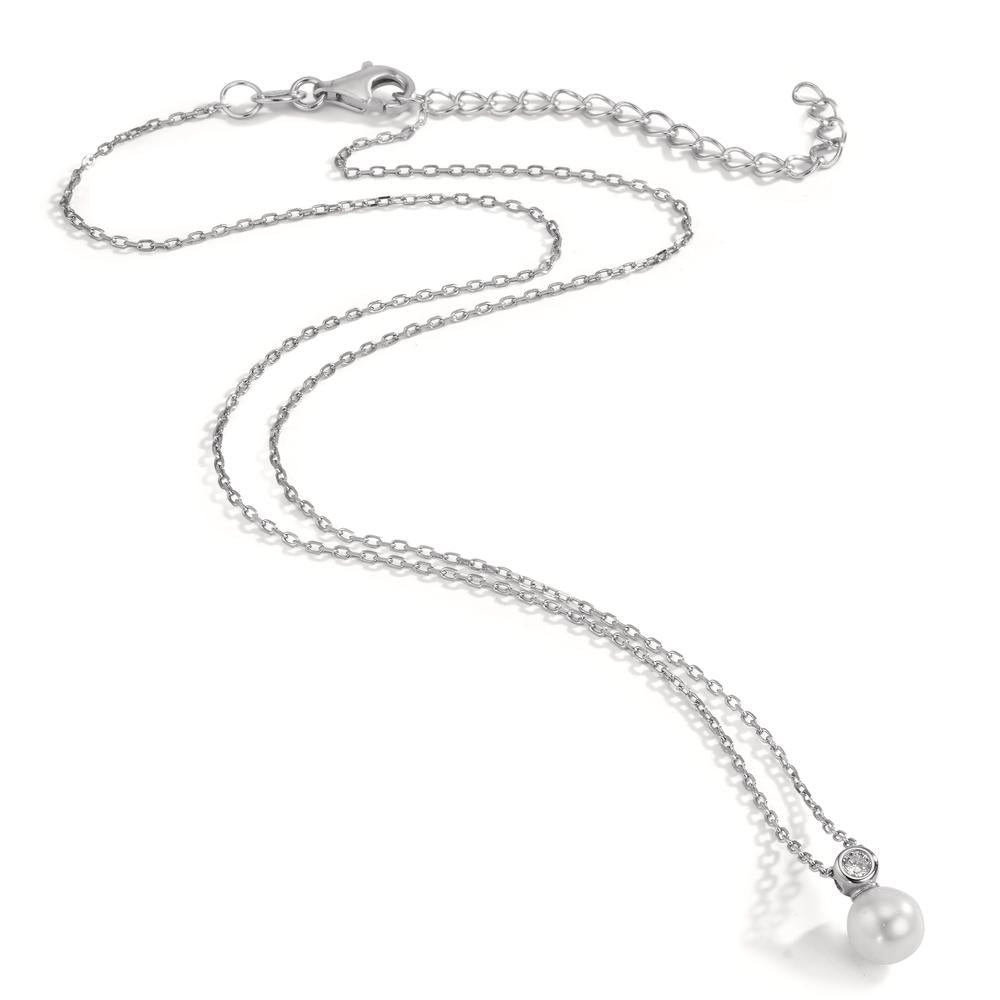 Necklace Silver Zirconia Rhodium plated Shining pearls 40-45 cm