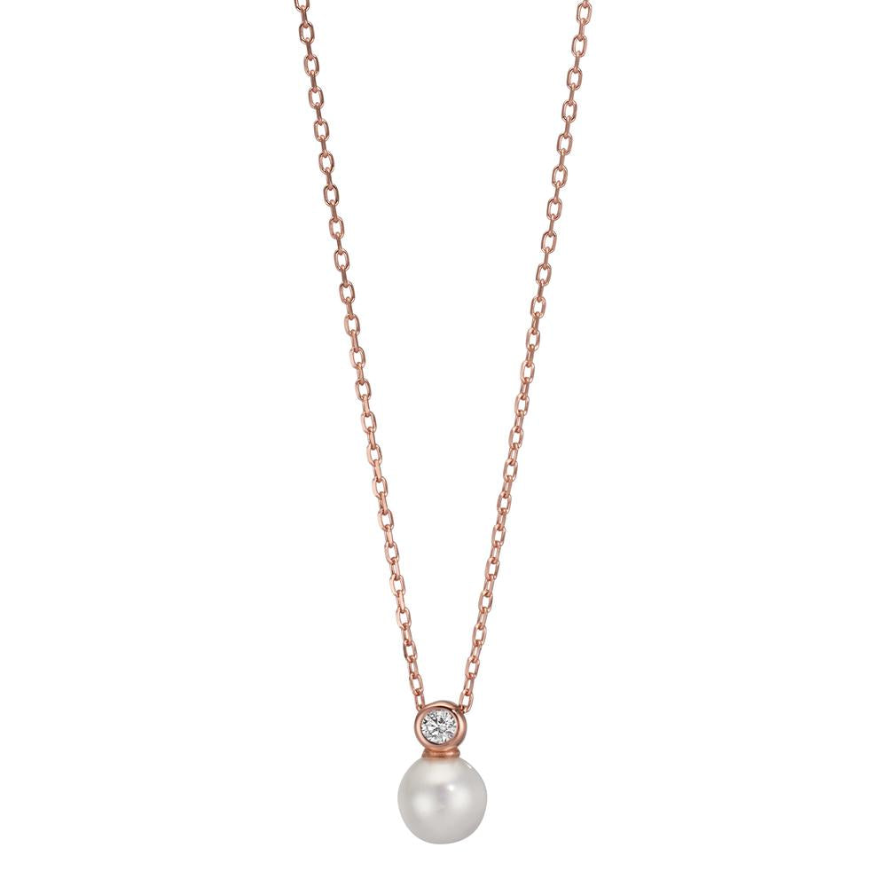 Necklace Silver Zirconia Rose Gold plated Shining pearls 40-45 cm