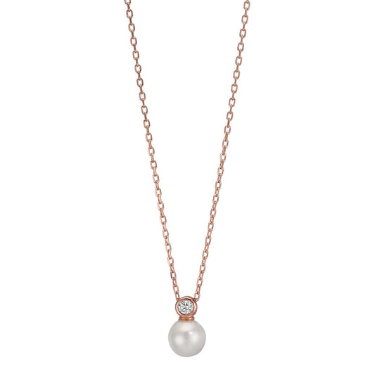 Necklace Silver Zirconia Rose Gold plated Shining pearls 40-45 cm