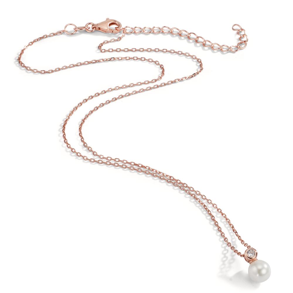 Necklace Silver Zirconia Rose Gold plated Shining pearls 40-45 cm