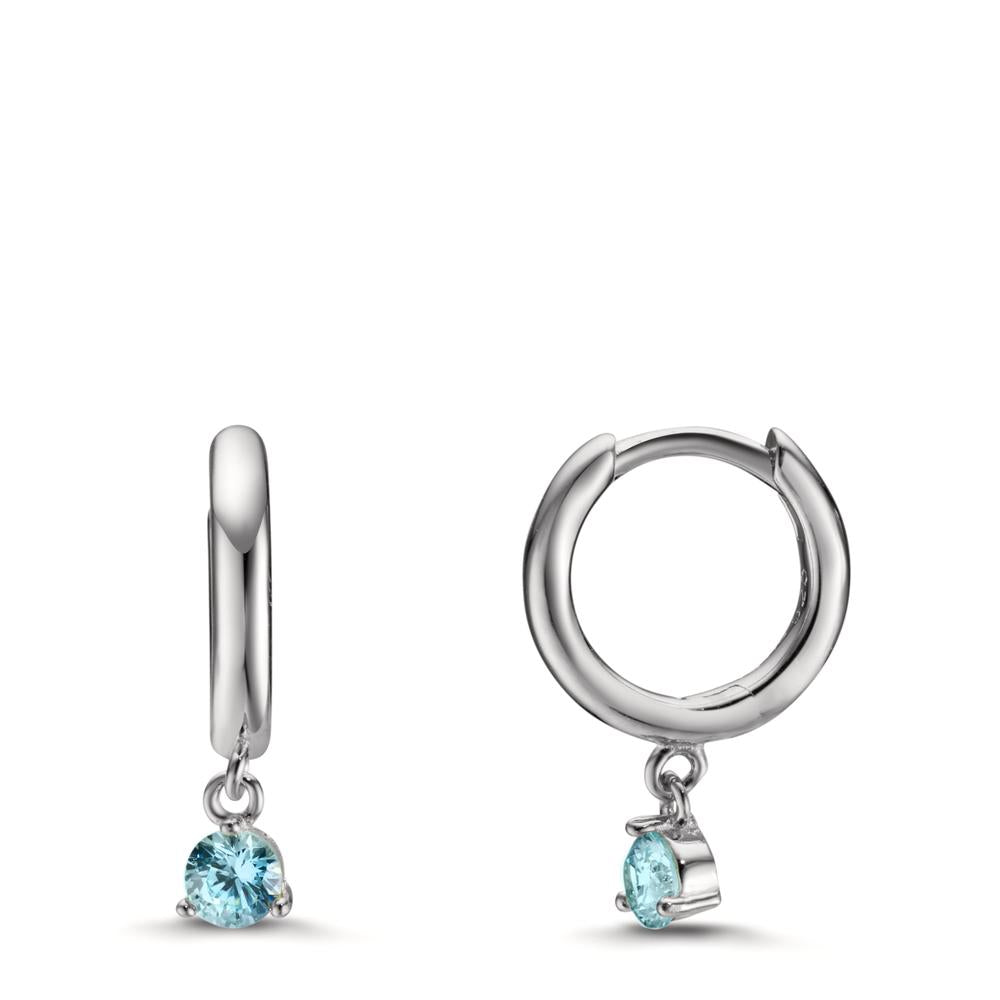 Hinged hoop Silver Zirconia Aqua Rhodium plated