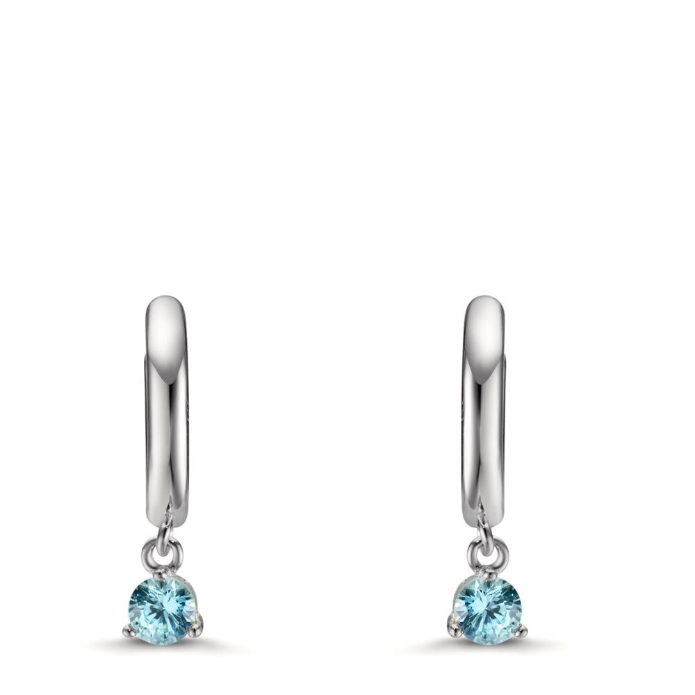 Hinged hoop Silver Zirconia Aqua Rhodium plated