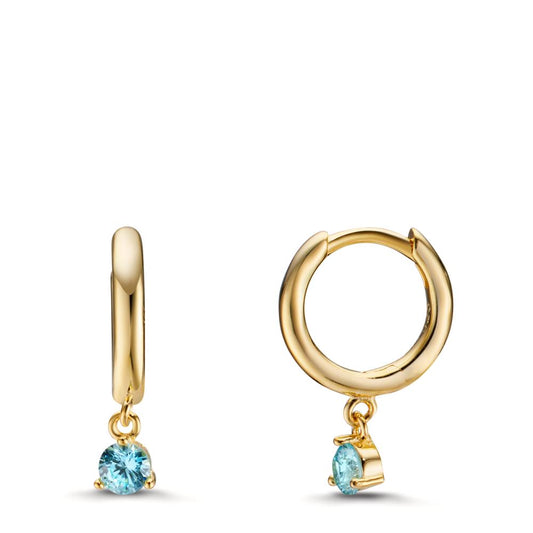 Hinged hoop Silver Zirconia Aqua Yellow Gold plated