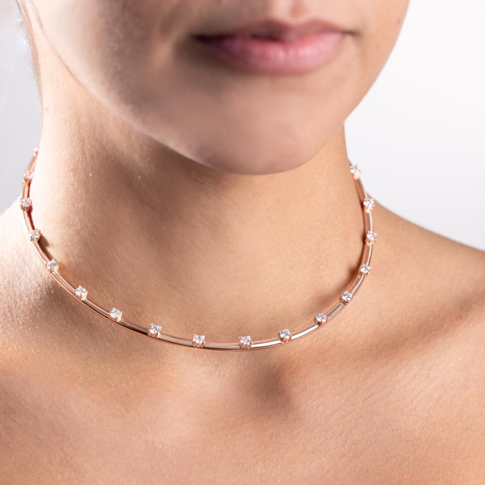 Necklace Silver Zirconia Rose Gold plated