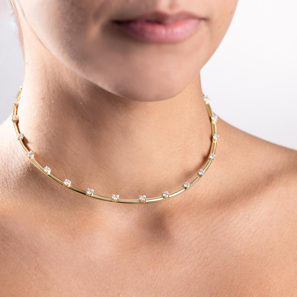 Necklace Silver Zirconia Yellow Gold plated