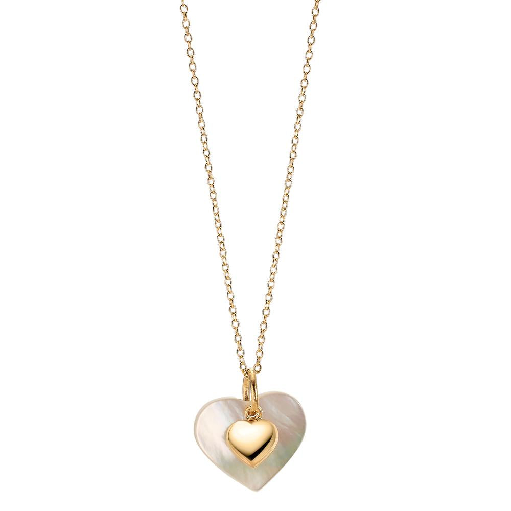 Set 9k Yellow Gold Mother of pearl Heart 36-38 cm