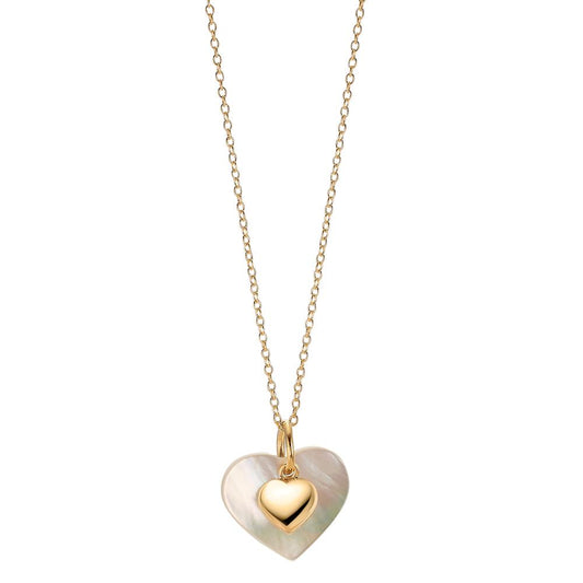 Set 9k Yellow Gold Mother of pearl Heart 36-38 cm