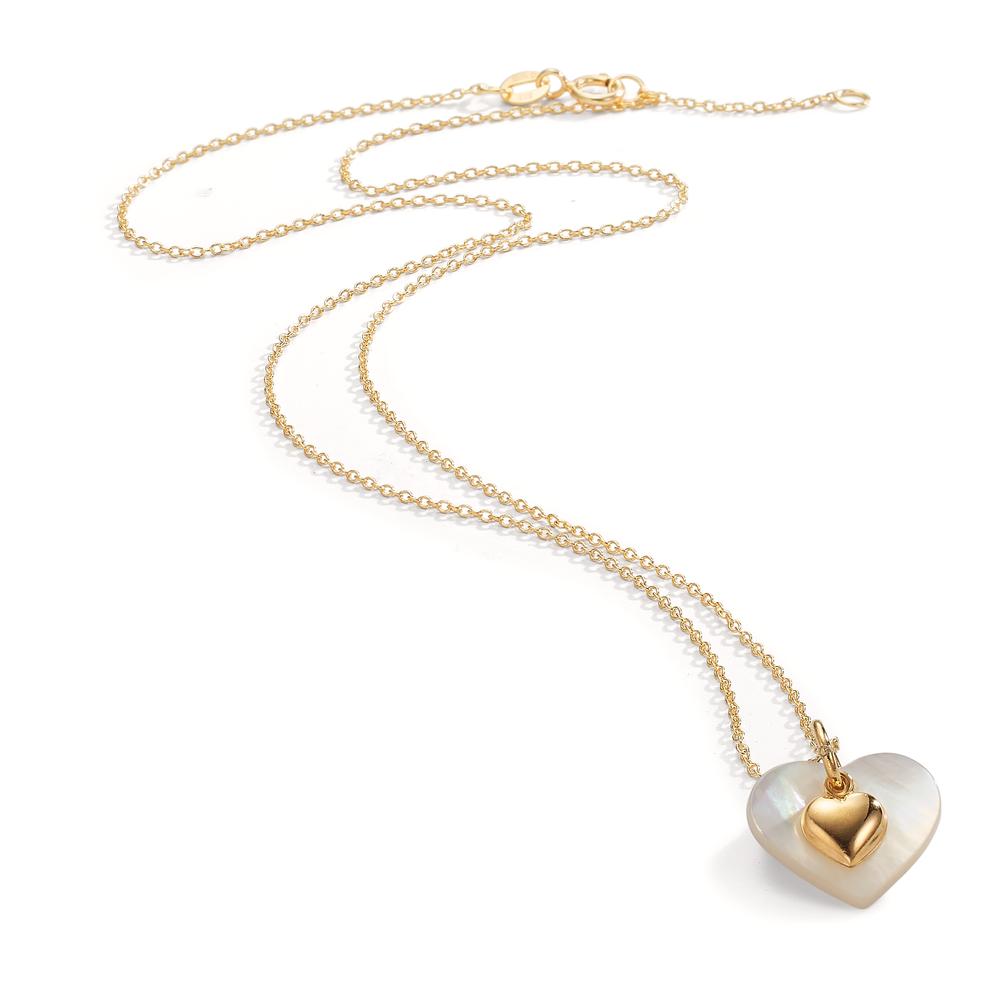 Set 9k Yellow Gold Mother of pearl Heart 36-38 cm