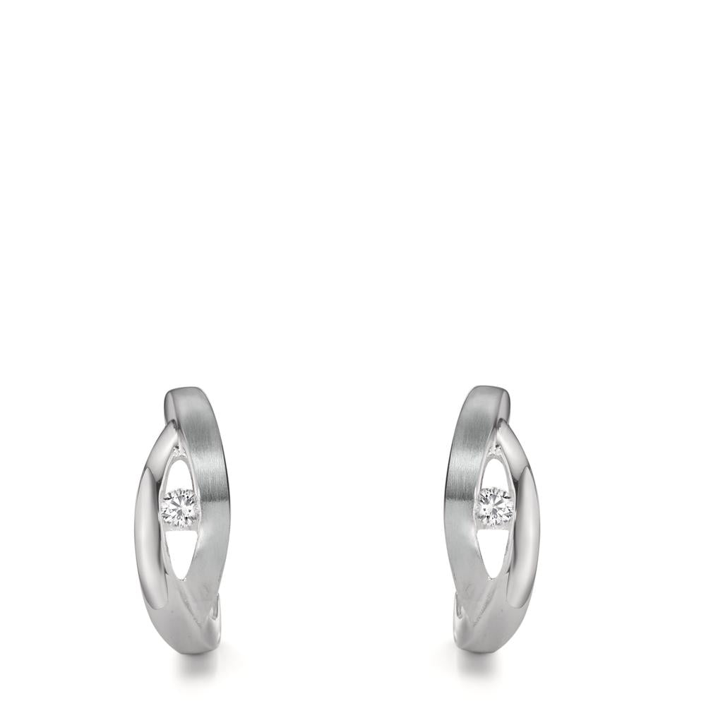 Hinged hoop Silver Zirconia White, 2 Stones