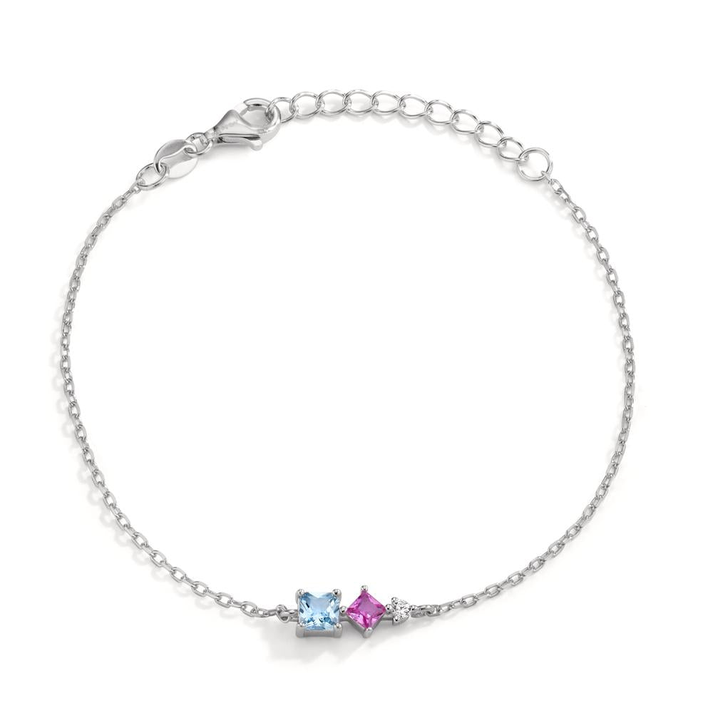 Bracelet Silver Zirconia 3 Stones Rhodium plated 16-19 cm