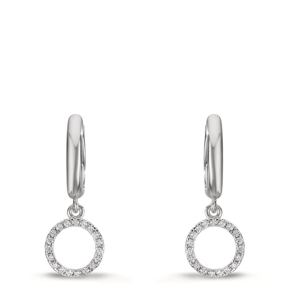 Hinged hoop Silver Zirconia Rhodium plated